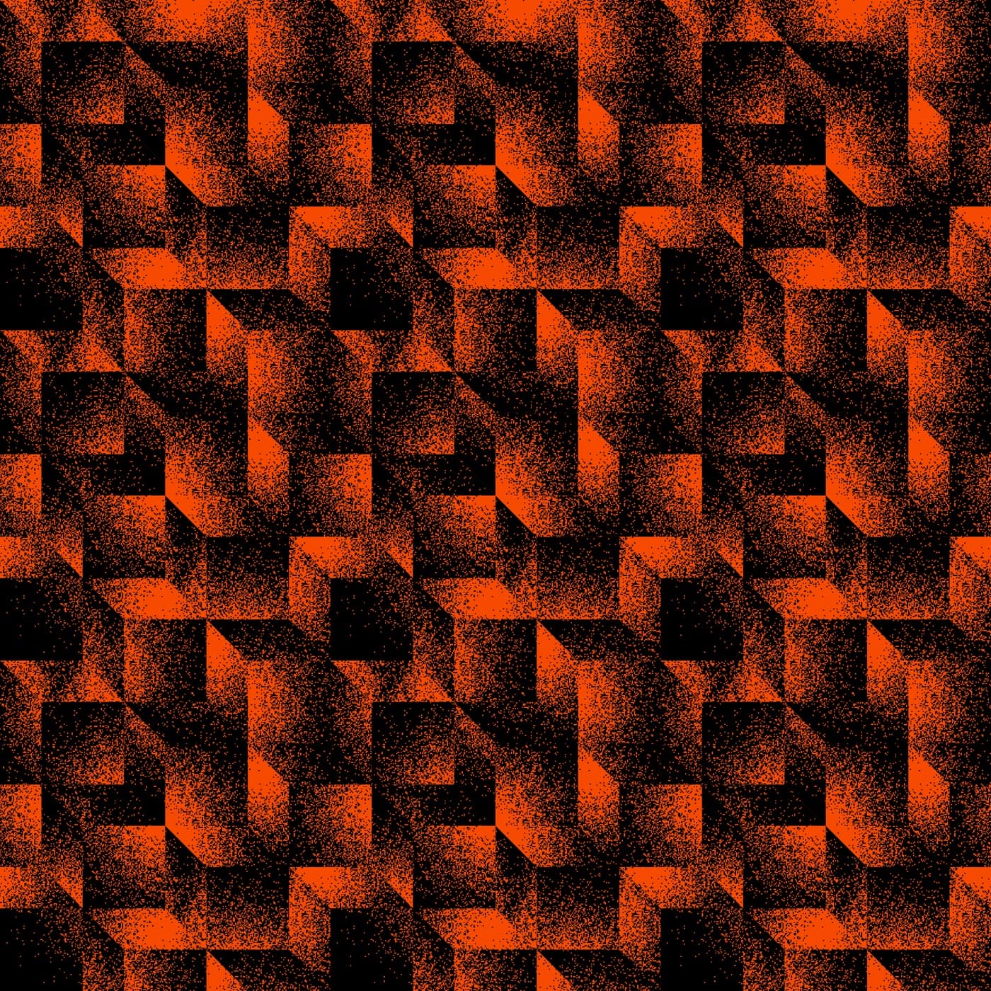 Detailed orange and black pixel texture from the CUBE 2025 identity
