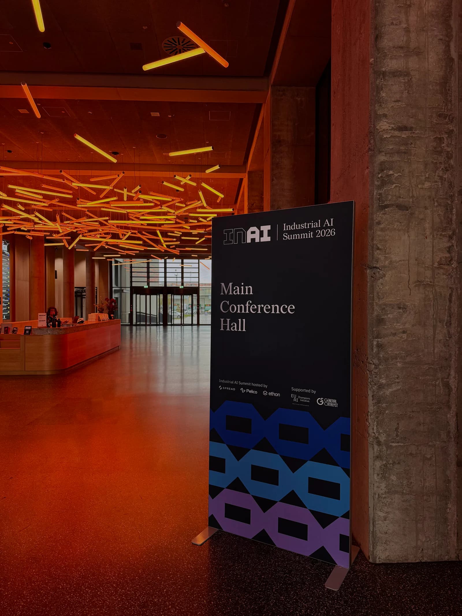 Industrial AI Summit 2026 wayfinding sign for the main conference hall