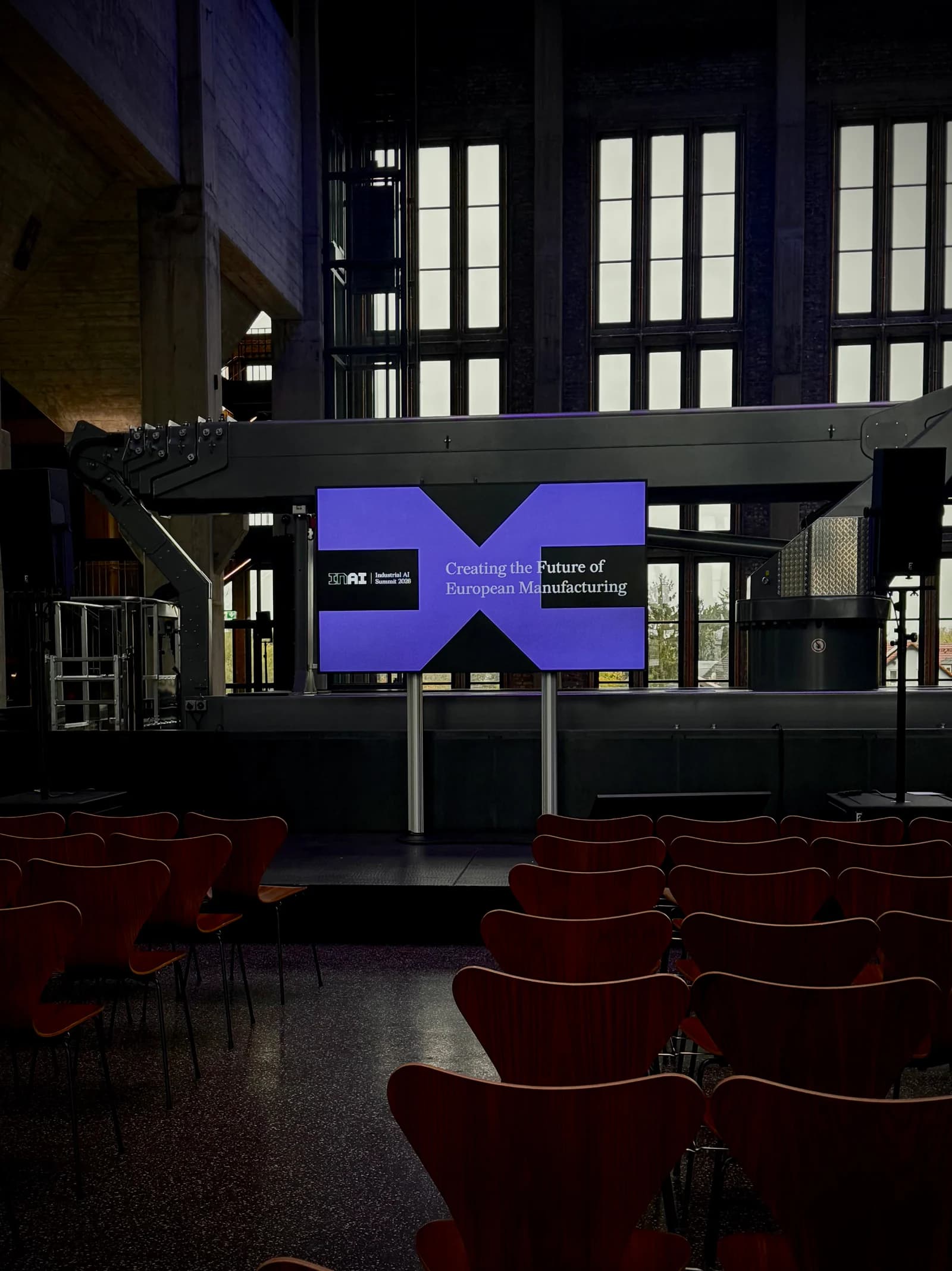 Industrial AI Summit 2026 stage screen in the main conference hall